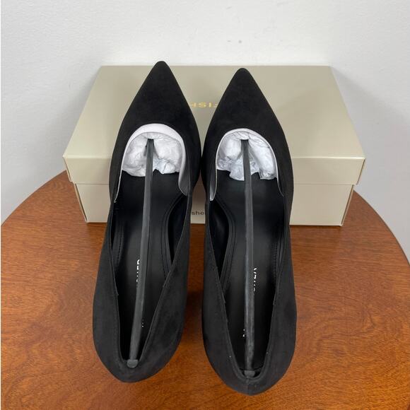 New Marc Fisher Georgy Block Heel Pump in Black Suede Women\'s Size 9.5